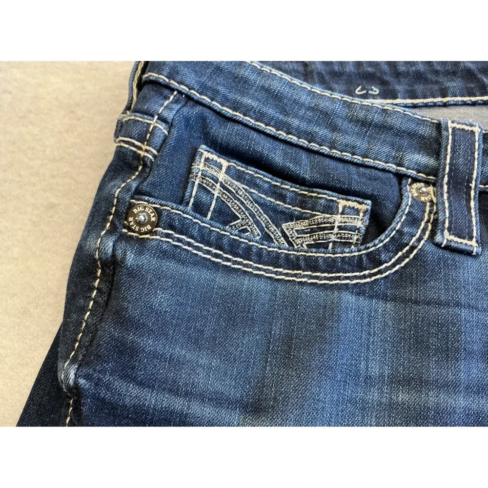 Big‎ Star Y2K Denim Shorts Contrast Stitch Embroidered Pockets Size 32 Bermuda